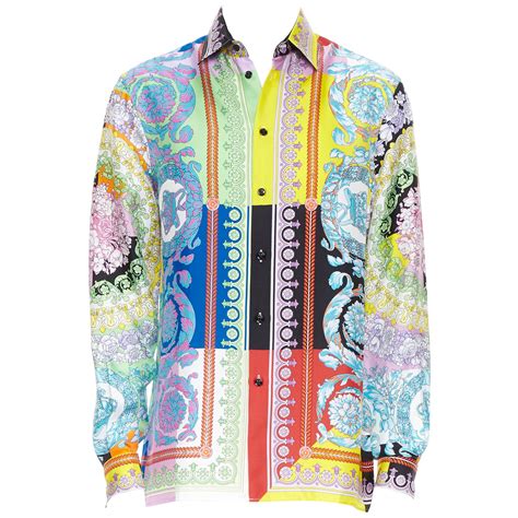 versace silk floral barocco shirt replica|barocco silk shirt.